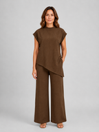 Isla | Women's Wide-Leg Co-Ord Set | Asymmetric Top · Eltrendio