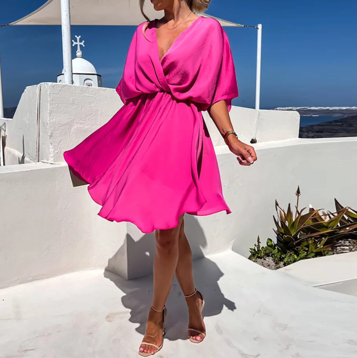 Kate | Women's V-Neck Mini Party Dress | Twist Front · Eltrendio