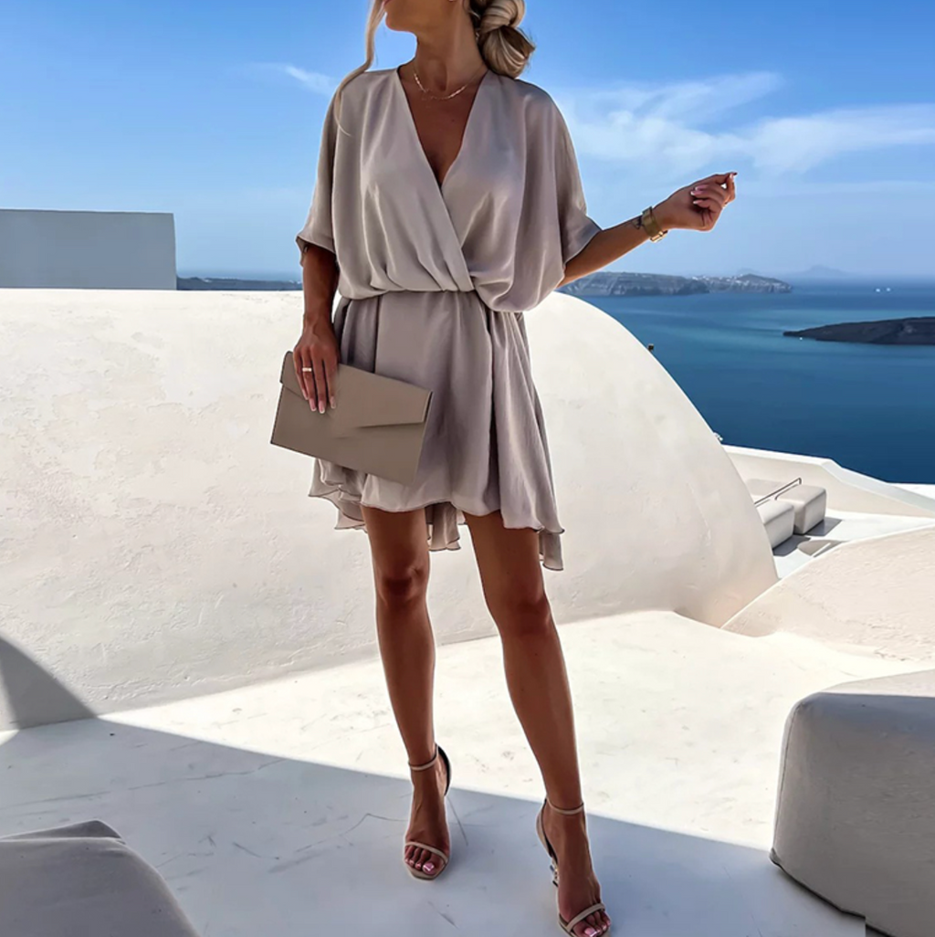 Kate | Women's V-Neck Mini Party Dress | Twist Front · Eltrendio