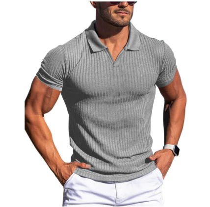 Marcus | Men's V-Neck Polo Shirt | Ribbed Knit · Eltrendio