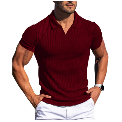 Marcus | Men's V-Neck Polo Shirt | Ribbed Knit · Eltrendio