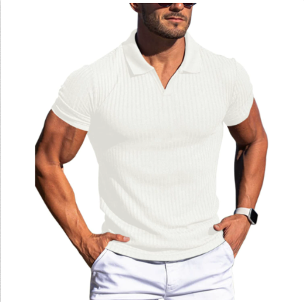 Marcus | Men's V-Neck Polo Shirt | Ribbed Knit · Eltrendio