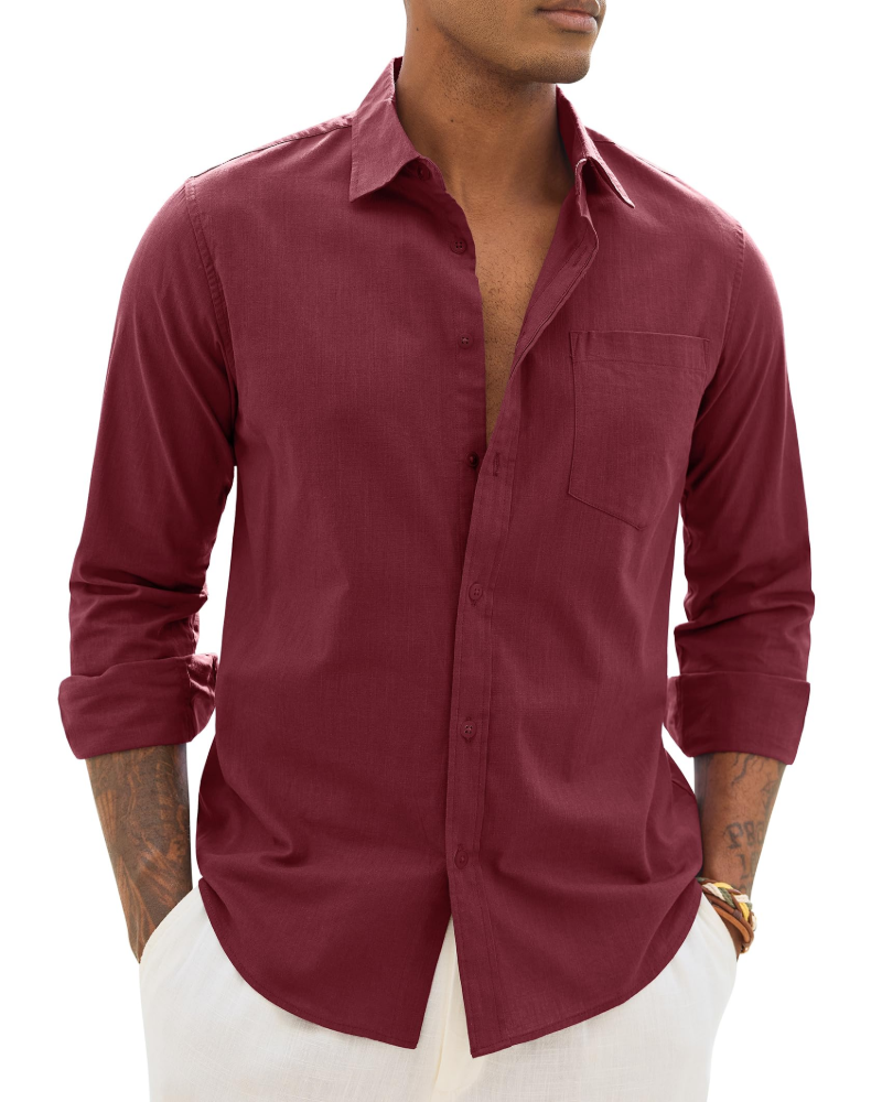 Oliver | Men's Long Sleeve Shirt | Chest Pocket • Eltrendio