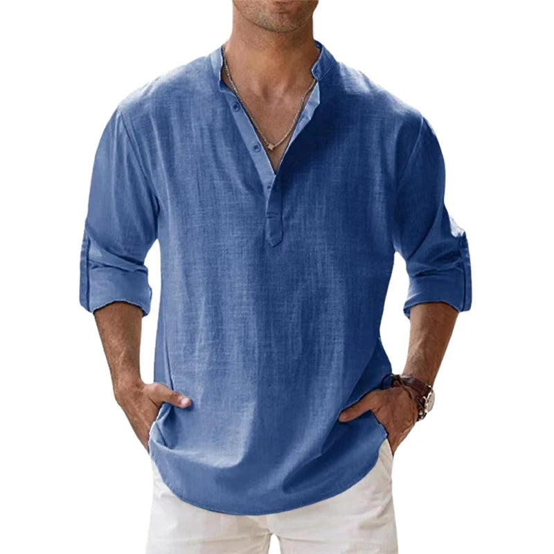George | Men's Collarless Shirt | Button Placket · Eltrendio