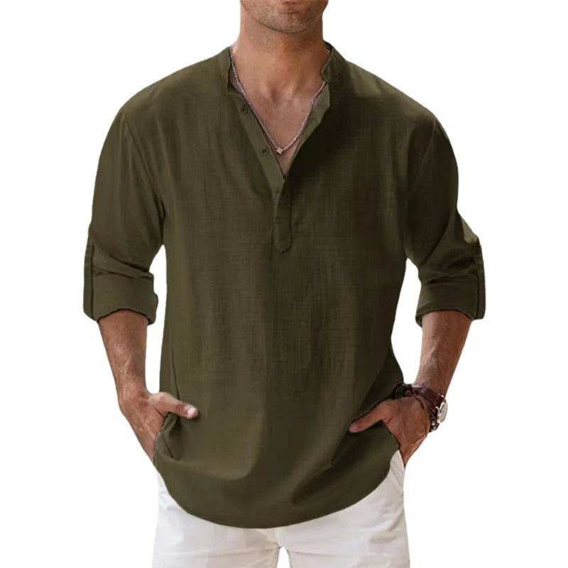 George | Men's Collarless Shirt | Button Placket · Eltrendio