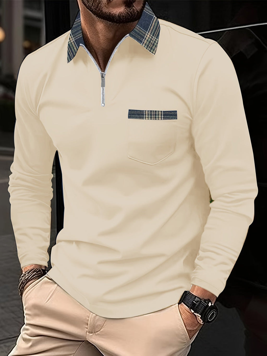 Oliver | Men's Zip Neck Polo Shirt | Chest Pocket • Eltrendio
