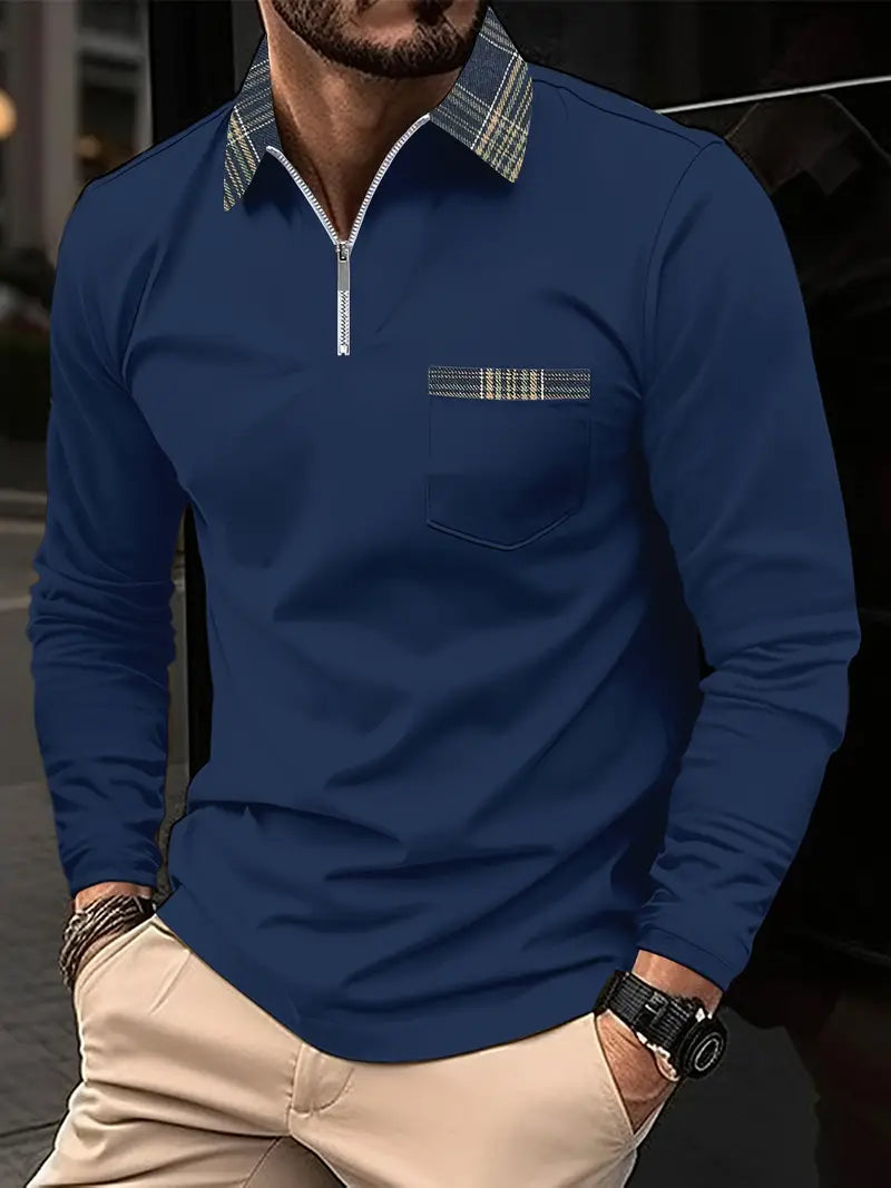 Oliver | Men's Zip Neck Polo Shirt | Chest Pocket • Eltrendio