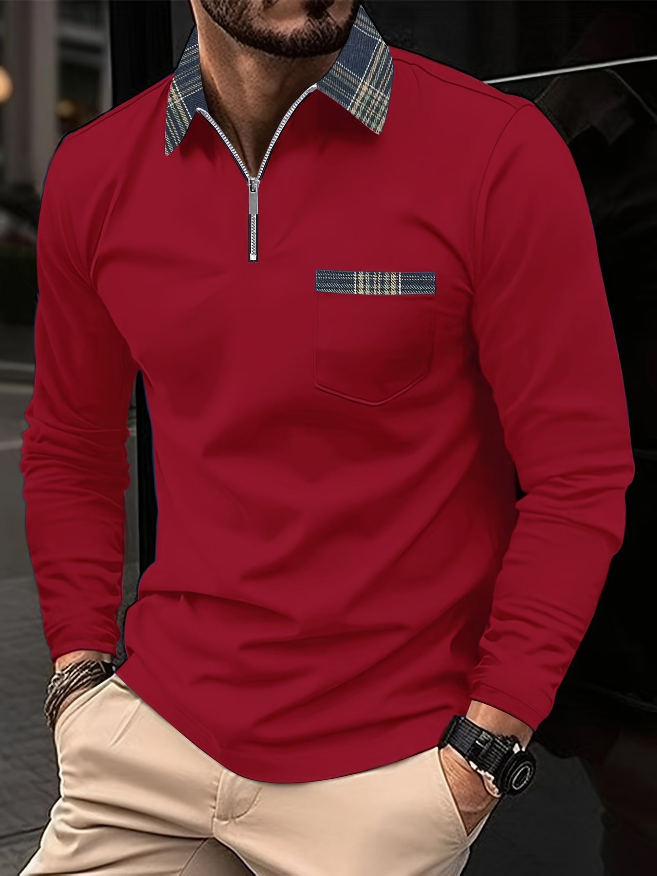 Oliver | Men's Zip Neck Polo Shirt | Chest Pocket • Eltrendio