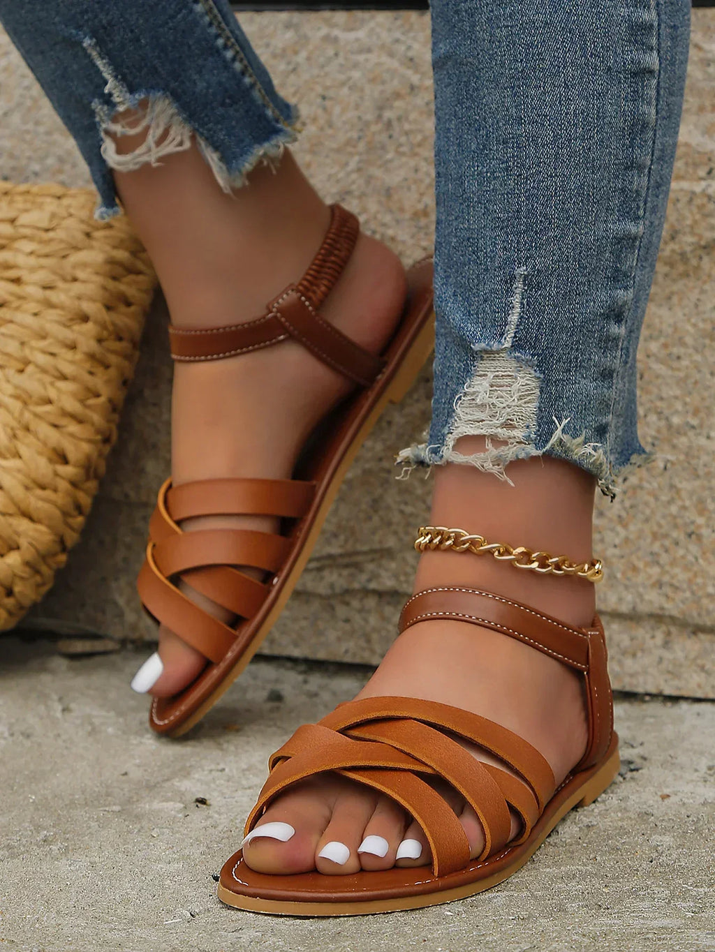 Olivia | Women's Classic Sandals | Cross Strap · Eltrendio