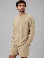 Oscar | Men's Grandad-Collar Shirt | Chest Pocket · Eltrendio
