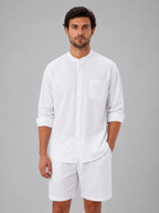 Oscar | Men's Grandad-Collar Shirt | Chest Pocket · Eltrendio