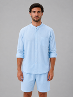 Oscar | Men's Grandad-Collar Shirt | Chest Pocket · Eltrendio