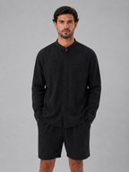 Oscar | Men's Grandad-Collar Shirt | Chest Pocket · Eltrendio