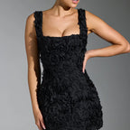 Rosie | Women's Square-Neck Mini Party Dress | Floral Texture · Eltrendio