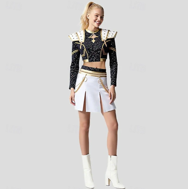 Emily | Women's Sequin Performance Costume Set | Shoulder Panel Stage Outfit