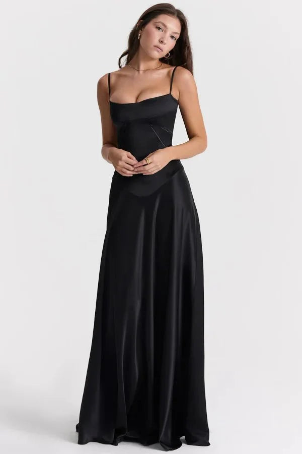 Gabriella – The Silky Satin Corset Maxi Dress - Image 4