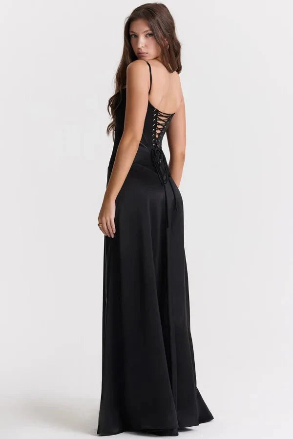 Gabriella – The Silky Satin Corset Maxi Dress - Image 7