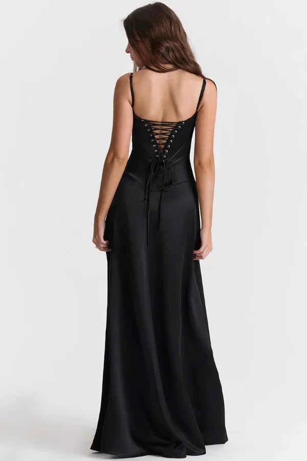 Gabriella – The Silky Satin Corset Maxi Dress - Image 8