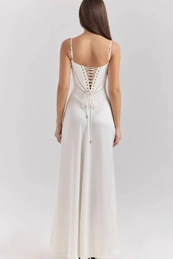 Gabriella – The Silky Satin Corset Maxi Dress - Image 12