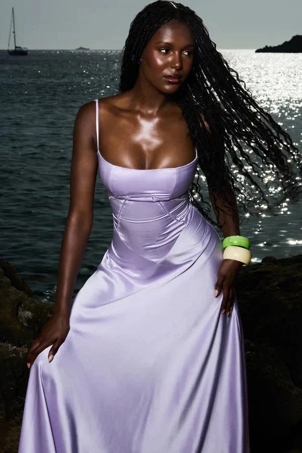 Gabriella – The Silky Satin Corset Maxi Dress - Image 23