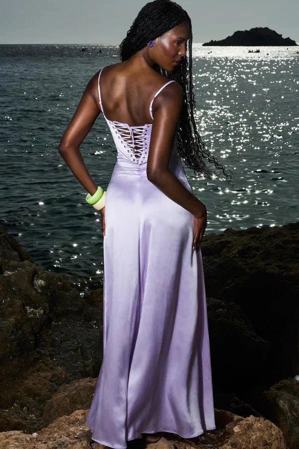 Gabriella – The Silky Satin Corset Maxi Dress - Image 26