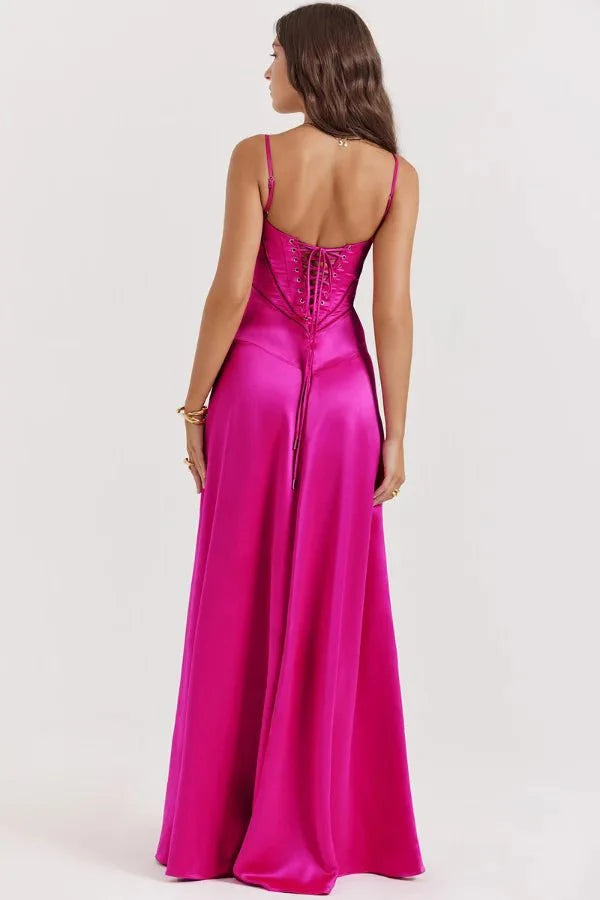 Gabriella – The Silky Satin Corset Maxi Dress - Image 33