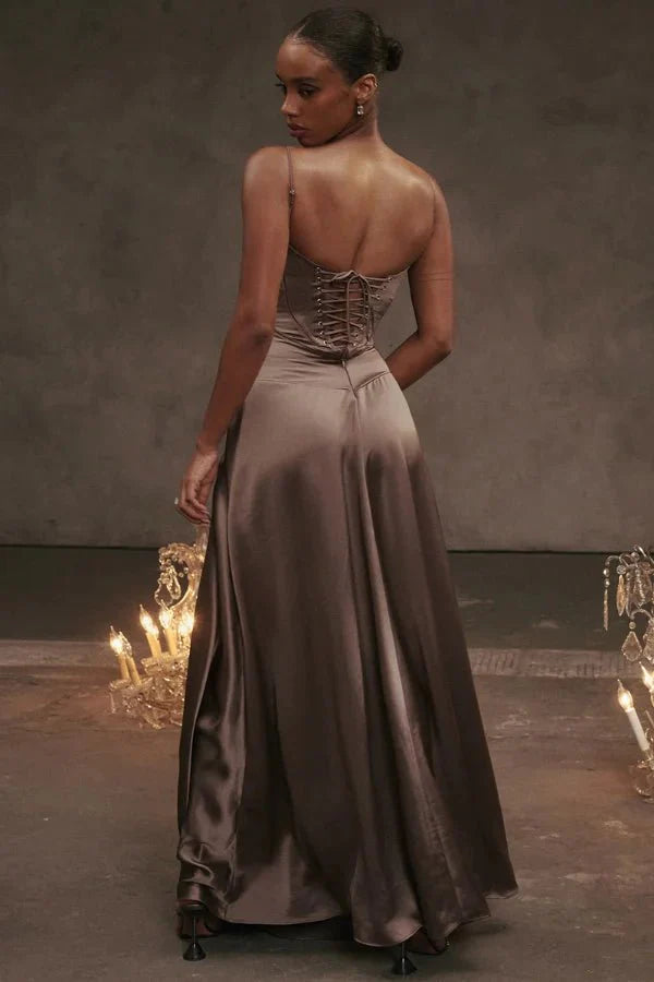 Gabriella – The Silky Satin Corset Maxi Dress - Image 55