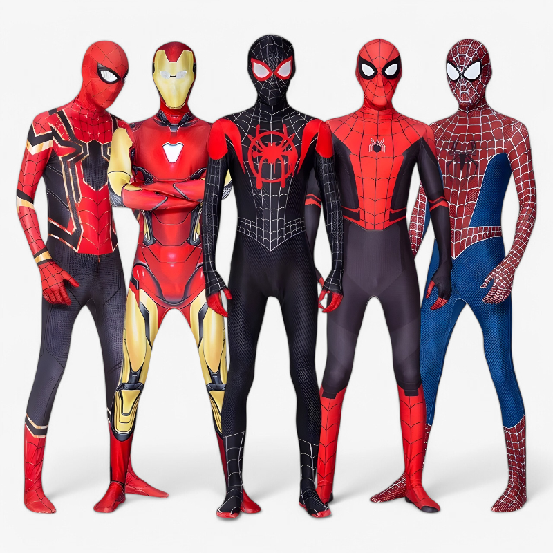Ethan | Children's Superhero Print Costume Jumpsuit | Full Body Covering Mask Superhero Themed Party-Costume Set-Eltrendio