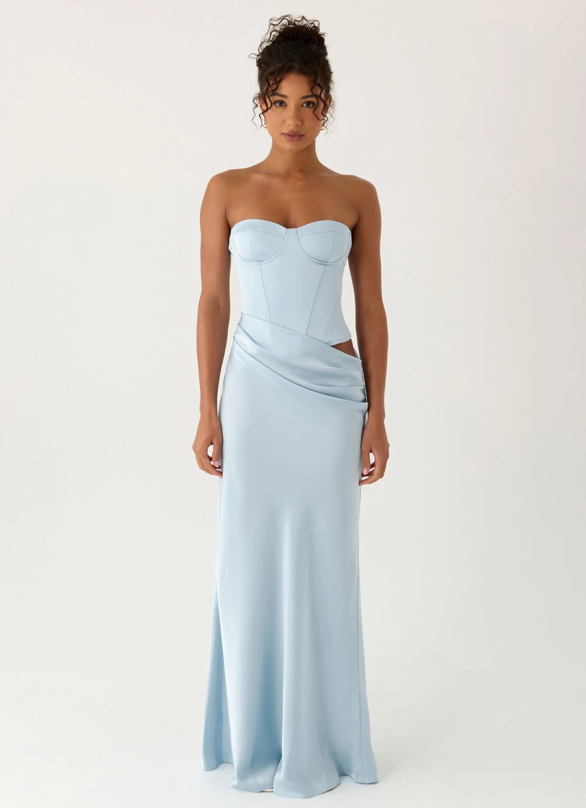 Azure | Strapless Corset Side Cutout Maxi Dress - Image 2