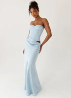 Azure | Strapless Corset Side Cutout Maxi Dress