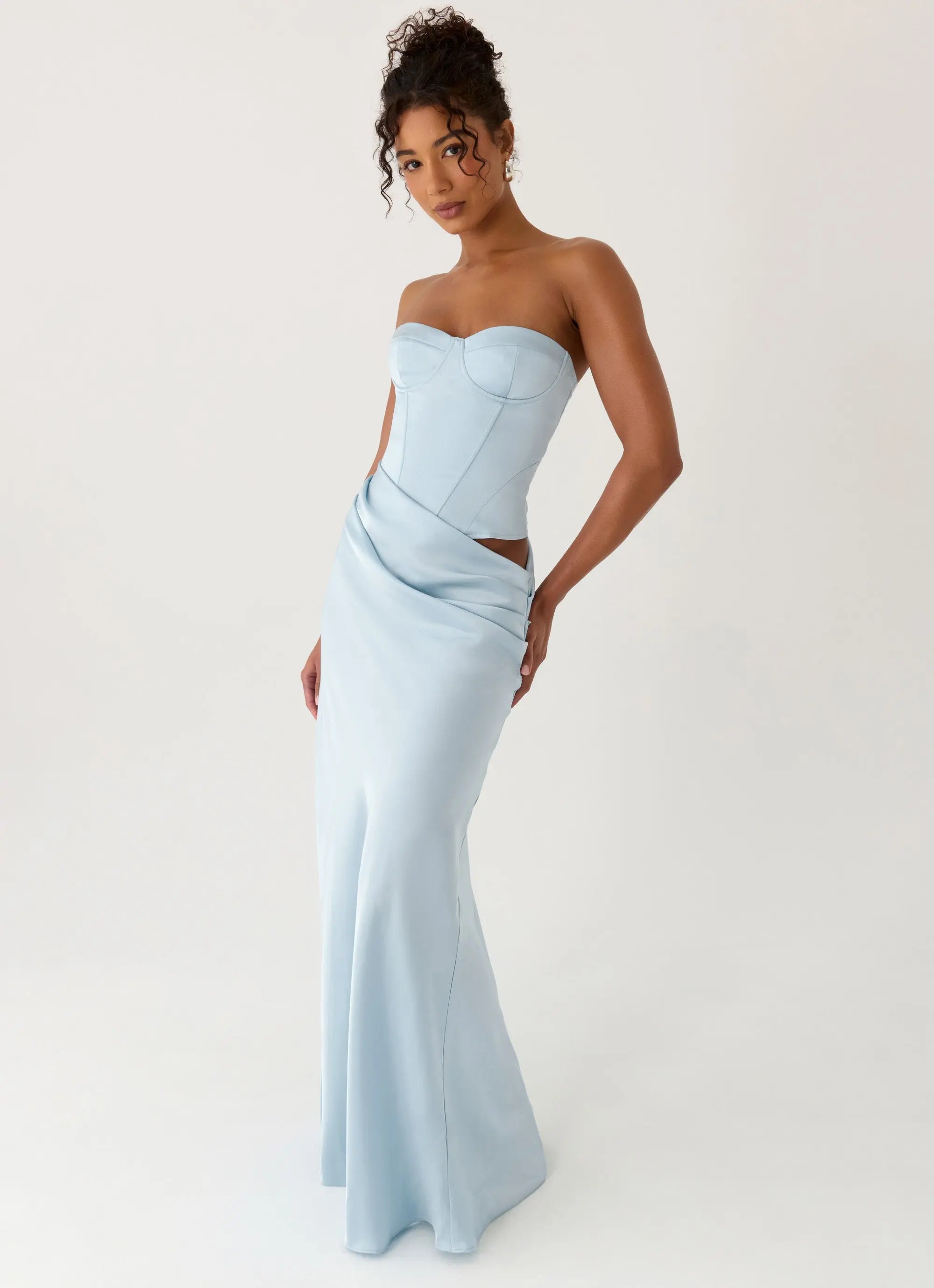 Azure | Strapless Corset Side Cutout Maxi Dress