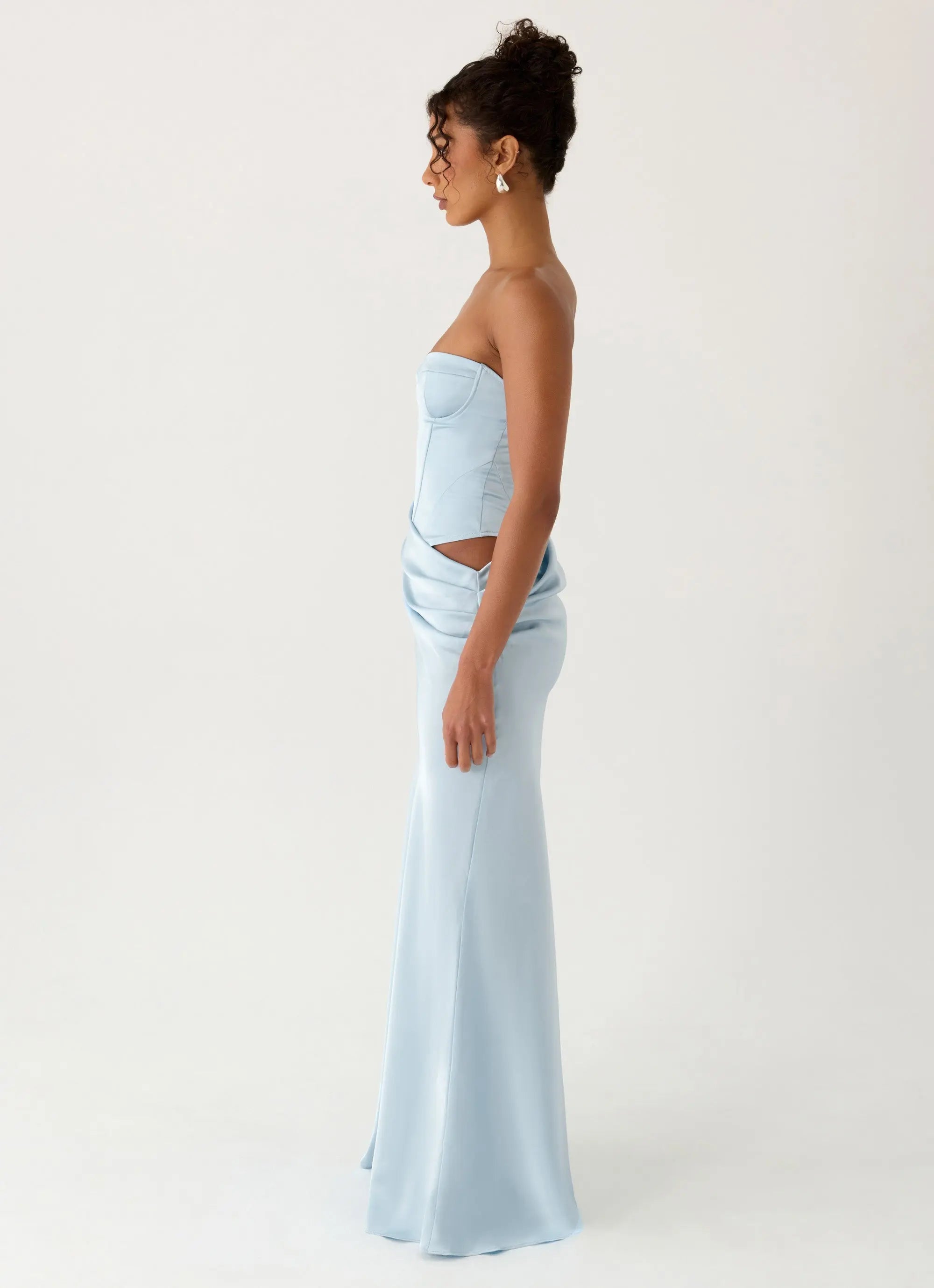 Azure | Strapless Corset Side Cutout Maxi Dress - Image 3