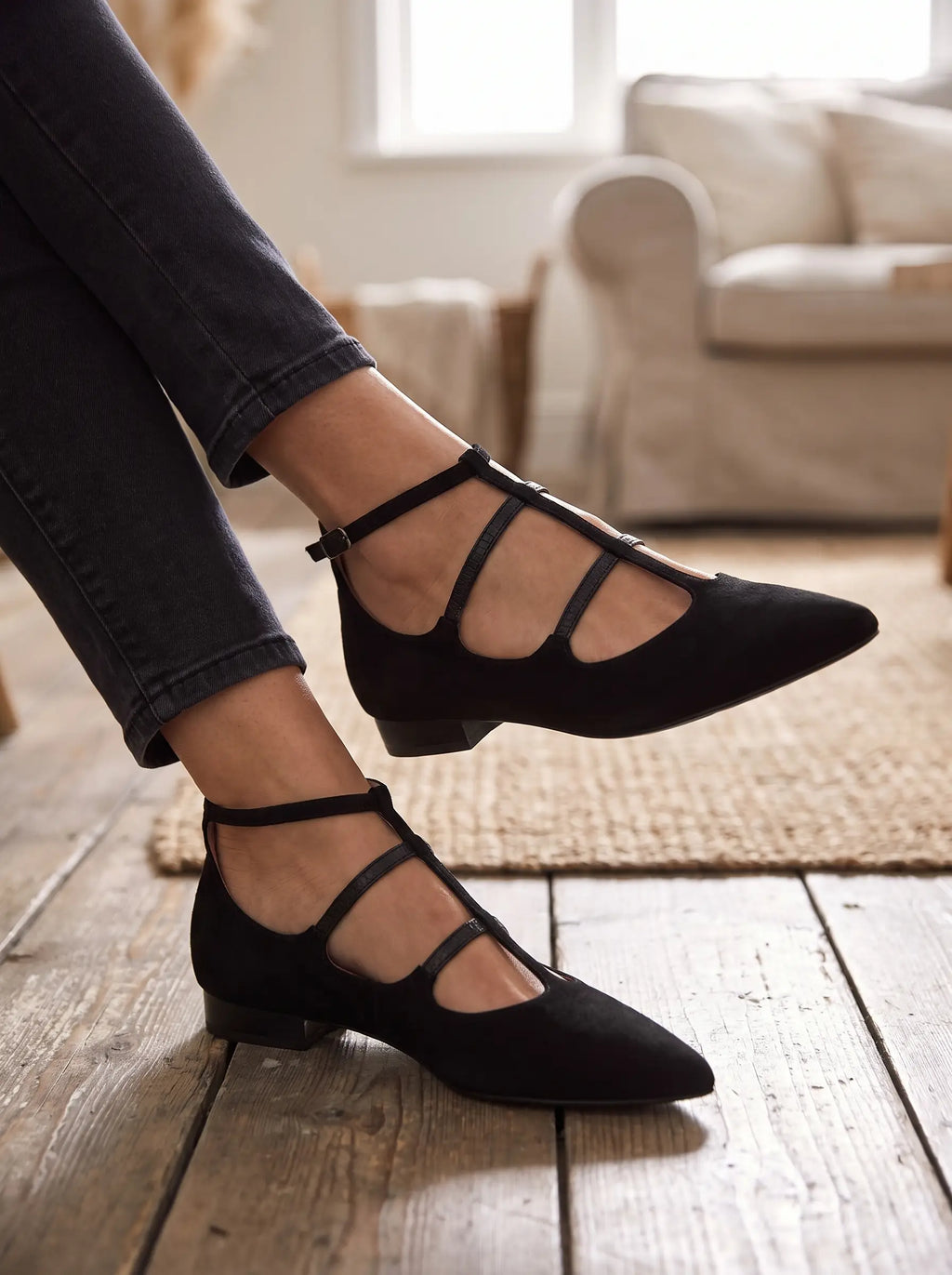 Evelyn | Women’s Pointed Toe Heels | Multi Strap Slip On