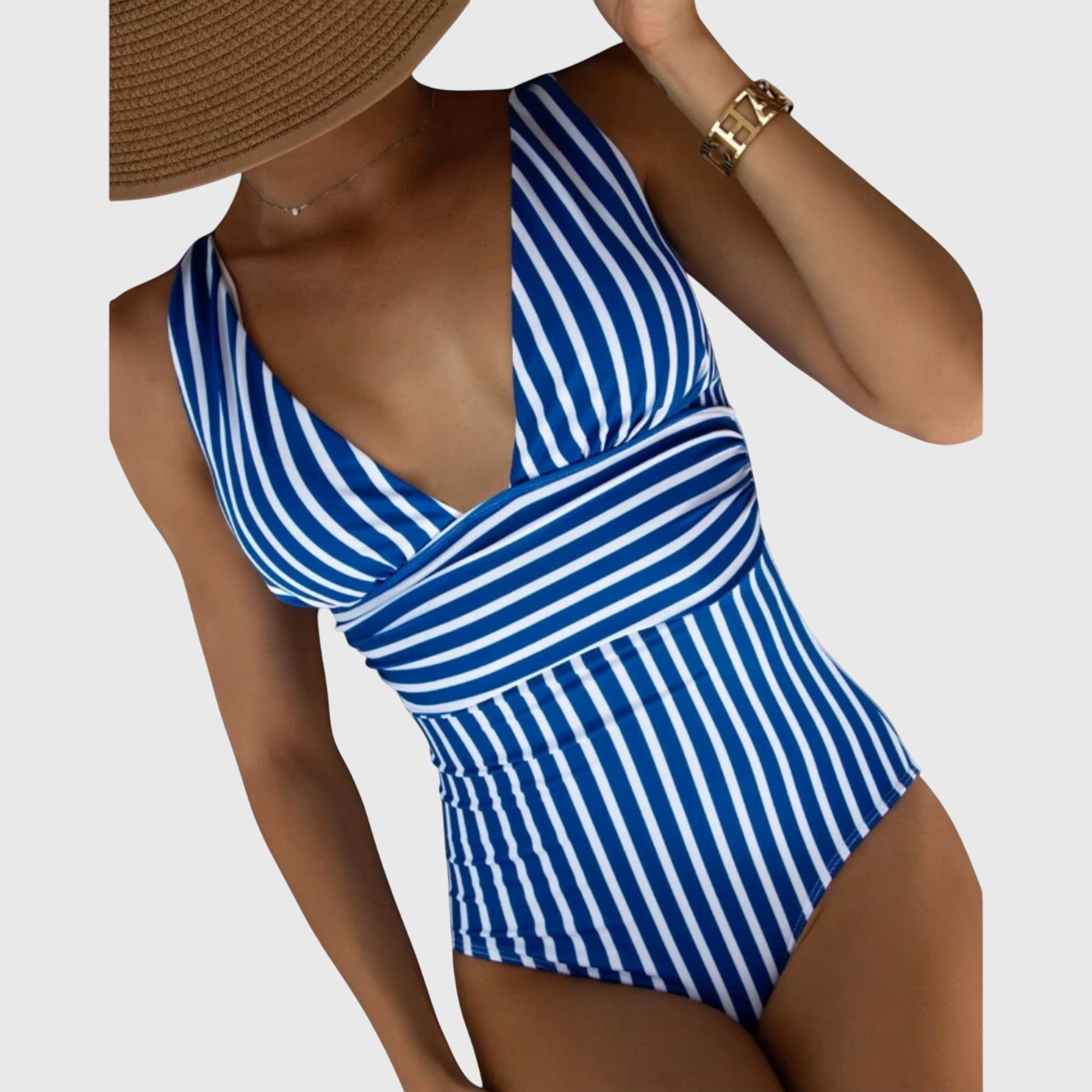 One Piece Swimsuit | Striped Monokini Bathing Suit-Women Swimsuit-Eltrendio