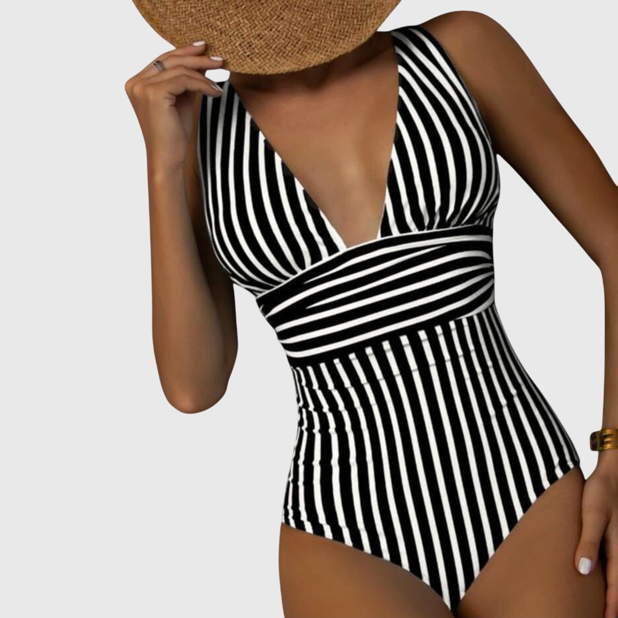 One Piece Swimsuit | Striped Monokini Bathing Suit-Women Swimsuit-Eltrendio