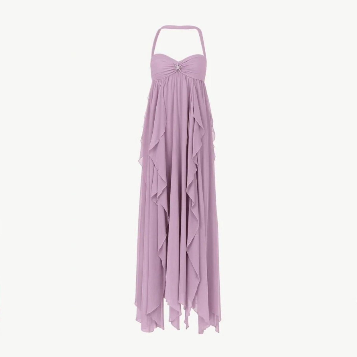 Florence | Women’s Halter Neck Maxi Dress | Twist Front Layered Hem Occasion Wear-Women Dress-Eltrendio