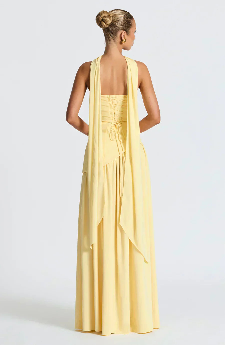 Florence | Women's Strapless Maxi Dress | High Split Draped Panel Anniversary Celebration-Women Dress-Eltrendio