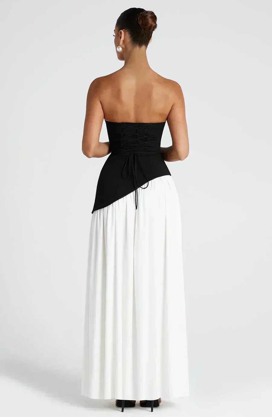 Florence | Women's Strapless Maxi Dress | High Split Draped Panel Anniversary Celebration-Women Dress-Eltrendio