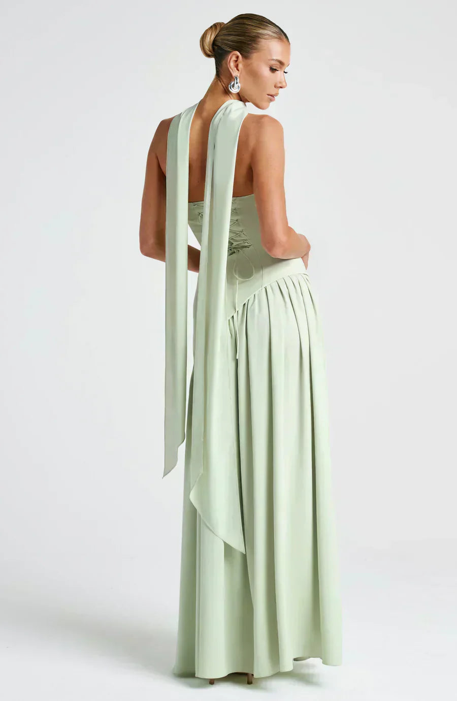 Florence | Women's Strapless Maxi Dress | High Split Draped Panel Anniversary Celebration-Women Dress-Eltrendio