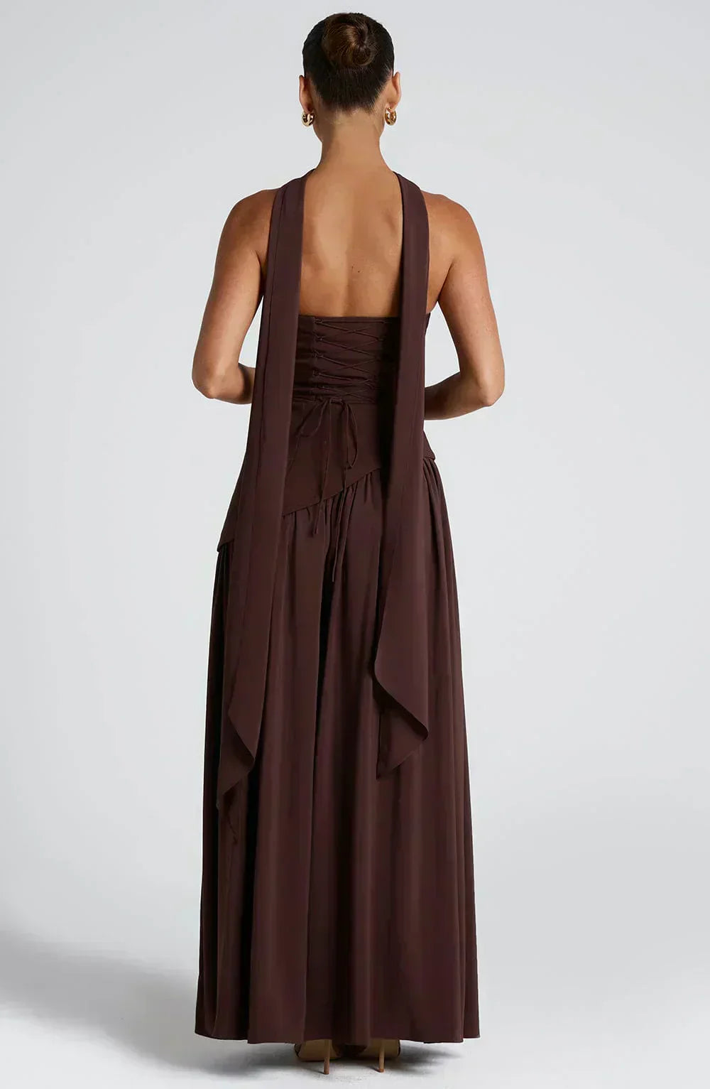 Florence | Women's Strapless Maxi Dress | High Split Draped Panel Anniversary Celebration-Women Dress-Eltrendio
