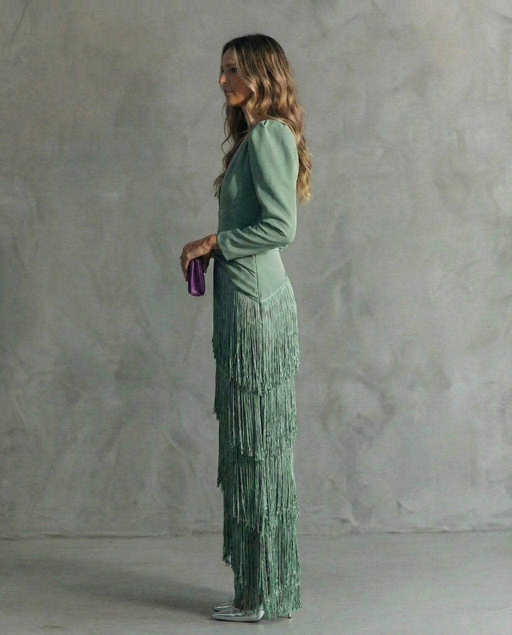 Clara™ | Elegant midi dress with fringe sleeves - Image 6
