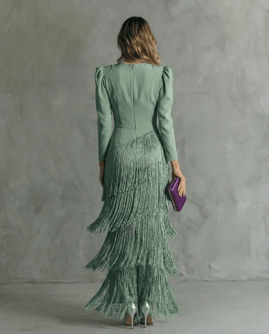 Clara™ | Elegant midi dress with fringe sleeves - Image 7