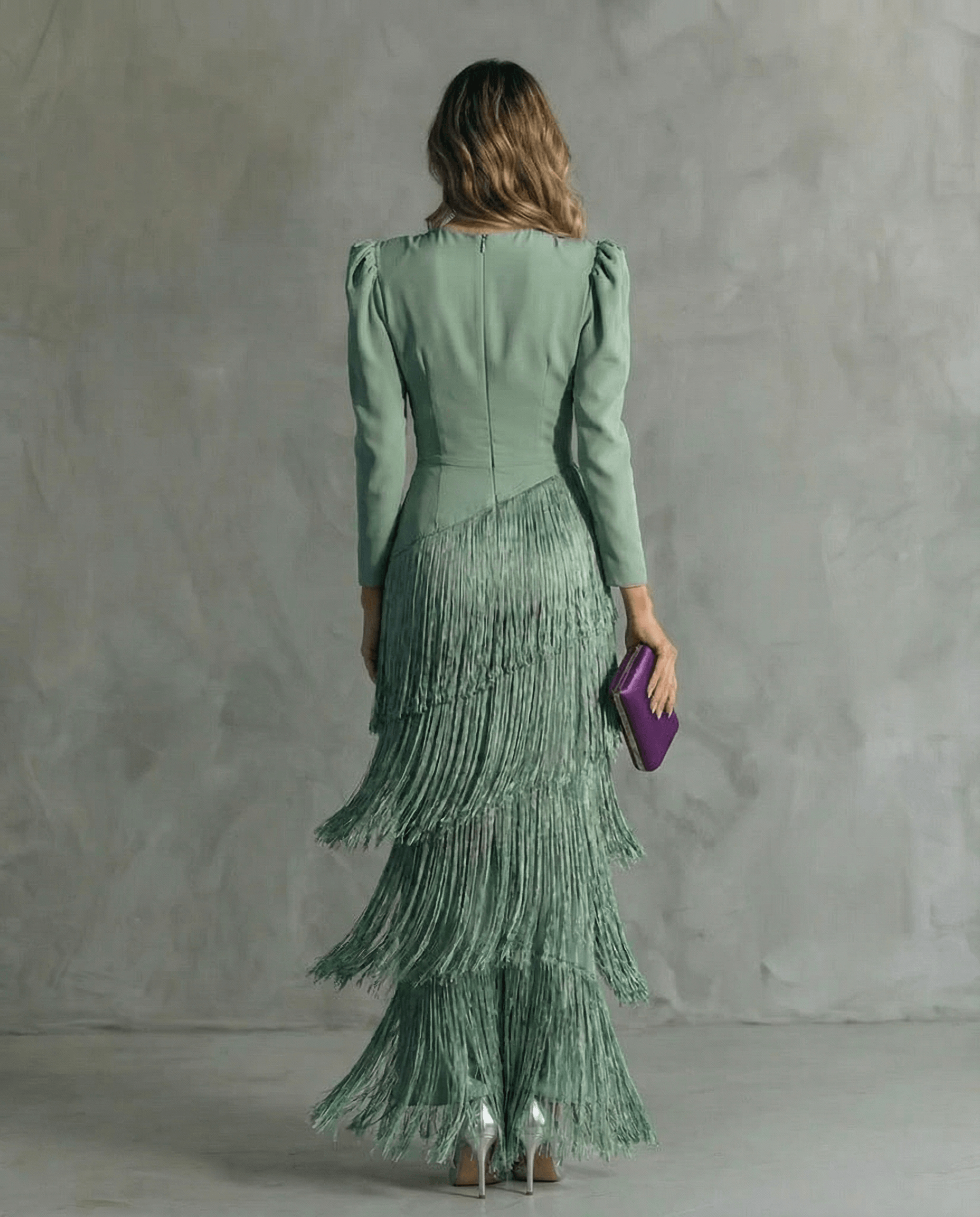 Clara™ | Elegant midi dress with fringe sleeves - Image 7