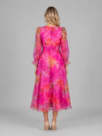 Genevieve | Women’s Midi Dress | Floral Print Puff Sleeve Wedding Guest 2