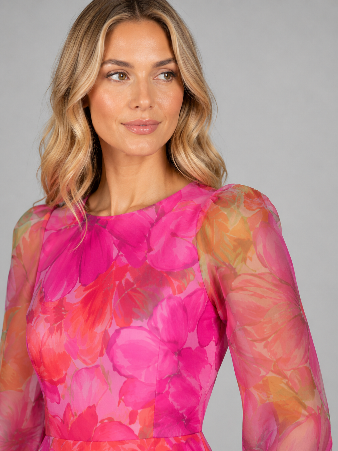 Genevieve | Women’s Midi Dress | Floral Print Puff Sleeve Wedding Guest 3
