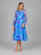 Genevieve | Women’s Midi Dress | Floral Print Puff Sleeve Wedding Guest 4