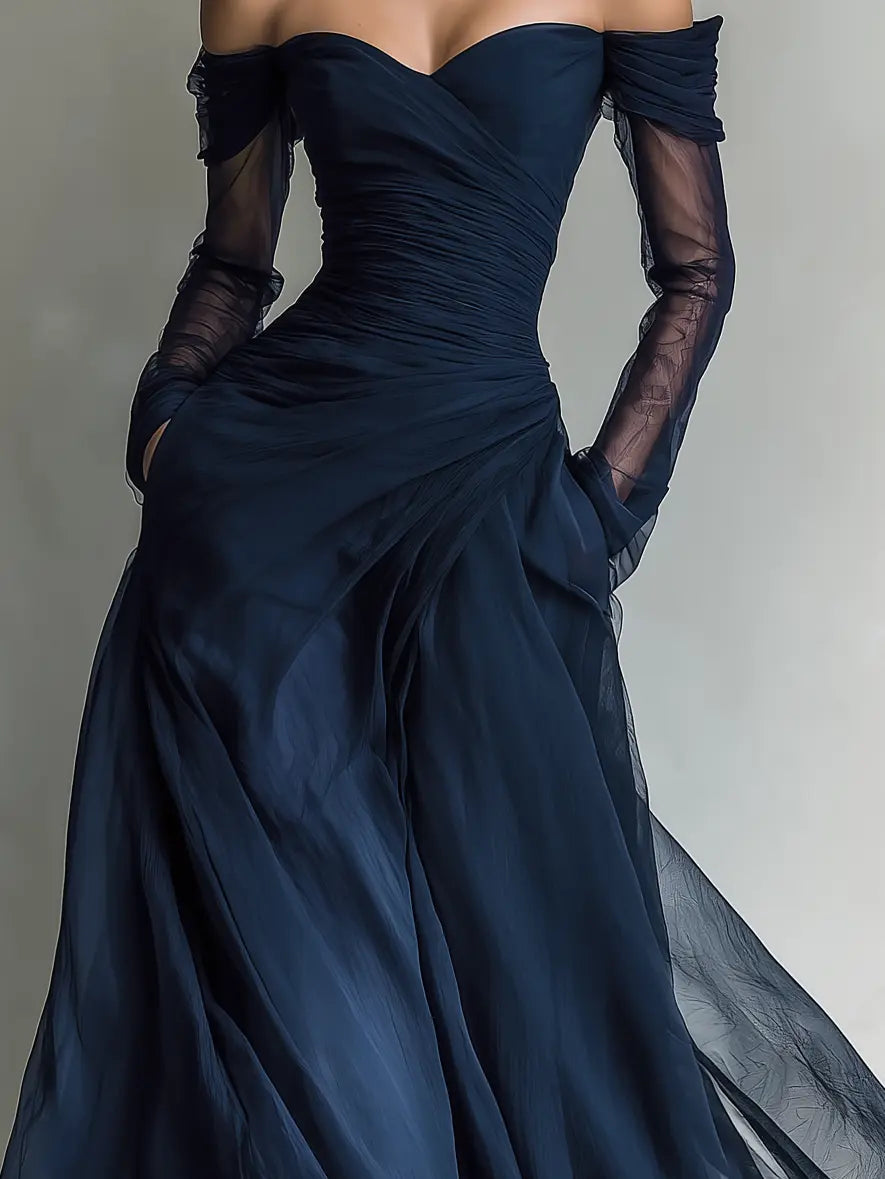 Adriana | Off-Shoulder Chiffon Maxi Dress - Image 4