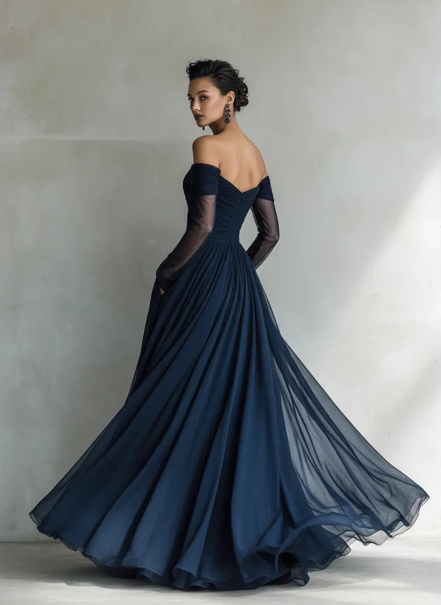 Adriana | Off-Shoulder Chiffon Maxi Dress - Image 5