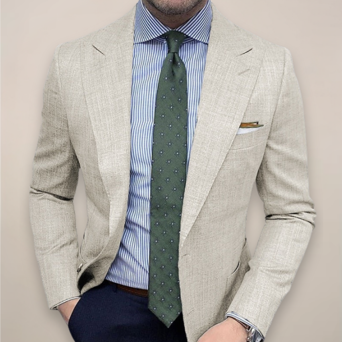 Harold | Men’s Spring Textured Tailored Blazer Jacket - Image 3