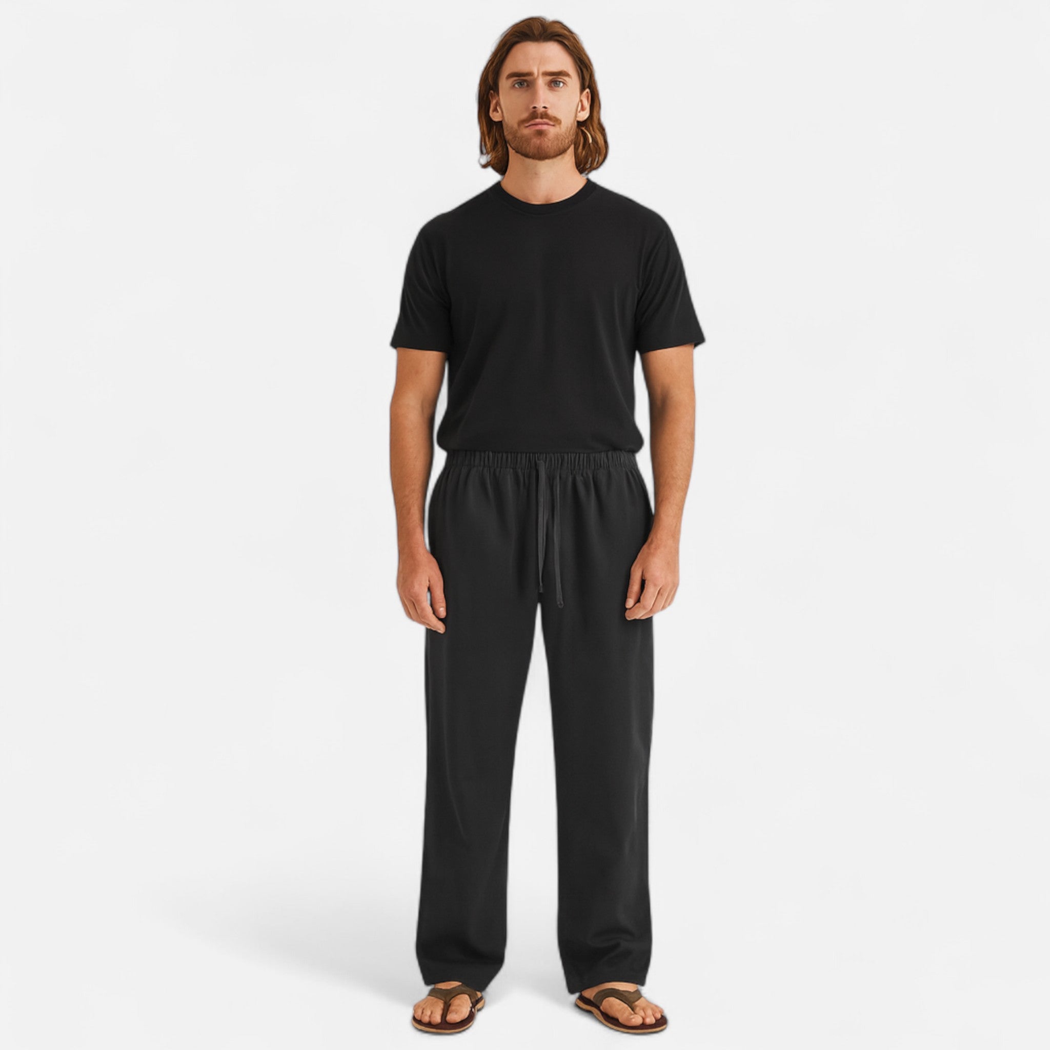 Harlington | Men’s Wide Leg Trousers | Elastic Waist Side Pockets Casual Wear-Men Pants-Eltrendio